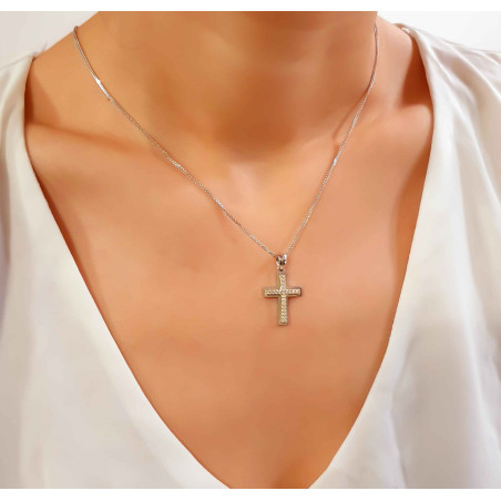 Λευκόχρυσος γυναικείος σταυρός 14 Καρατίων