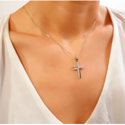Λευκόχρυσος γυναικείος σταυρός 14 Καρατίων