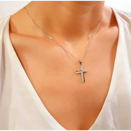 Λευκόχρυσος γυναικείος σταυρός 14 Καρατίων