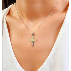 Λευκόχρυσος γυναικείος σταυρός 14 Καρατίων
