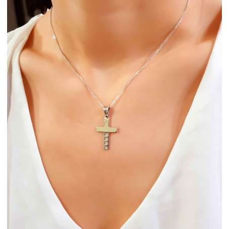 Λευκόχρυσος γυναικείος σταυρός 14 Καρατίων