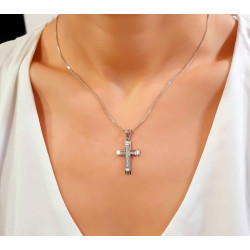 Λευκόχρυσος γυναικείος σταυρός 14 Καρατίων