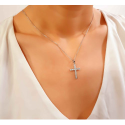 Λευκόχρυσος γυναικείος σταυρός 14 Καρατίων