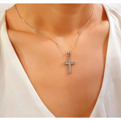 Λευκόχρυσος γυναικείος σταυρός 14 Καρατίων