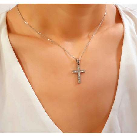 Λευκόχρυσος γυναικείος σταυρός 14 Καρατίων