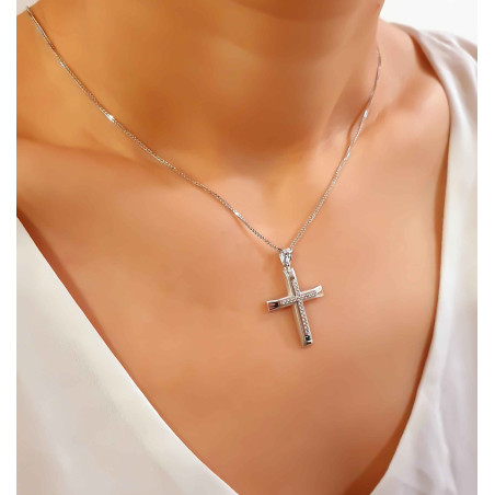 Λευκόχρυσος γυναικείος σταυρός 14 Καρατίων