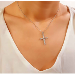 Λευκόχρυσος γυναικείος σταυρός 14 Καρατίων