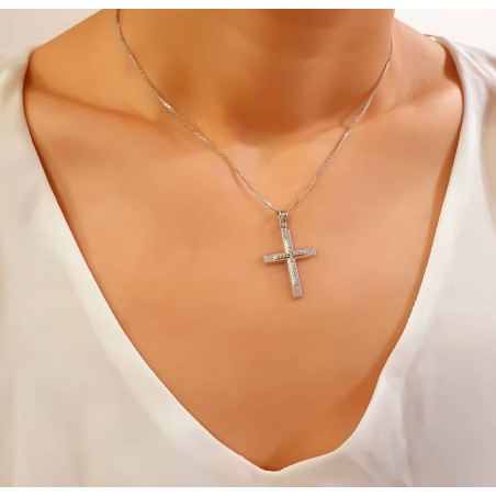 Λευκόχρυσος γυναικείος σταυρός 14 Καρατίων