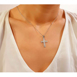 Λευκόχρυσος γυναικείος σταυρός 14 Καρατίων