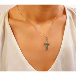 Λευκόχρυσος γυναικείος σταυρός 14 Καρατίων