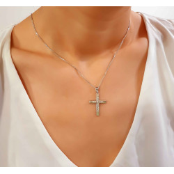 Λευκόχρυσος γυναικείος σταυρός 14 Καρατίων