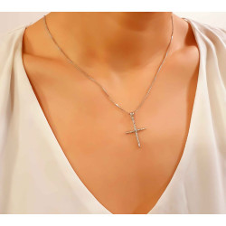 Λευκόχρυσος γυναικείος σταυρός 14 Καρατίων