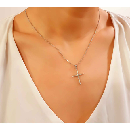 Λευκόχρυσος γυναικείος σταυρός 14 Καρατίων