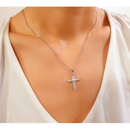 Λευκόχρυσος γυναικείος σταυρός 14 Καρατίων
