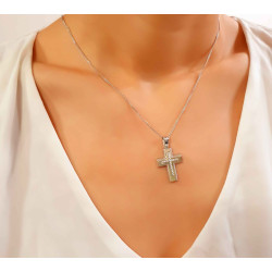 Λευκόχρυσος γυναικείος σταυρός 14 Καρατίων