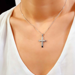 Λευκόχρυσος γυναικείος σταυρός 14 Καρατίων