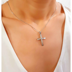 Λευκόχρυσος γυναικείος σταυρός 14 Καρατίων