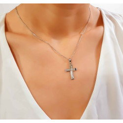 Λευκόχρυσος γυναικείος σταυρός 14 Καρατίων