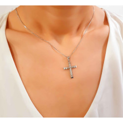 Λευκόχρυσος γυναικείος σταυρός 14 Καρατίων