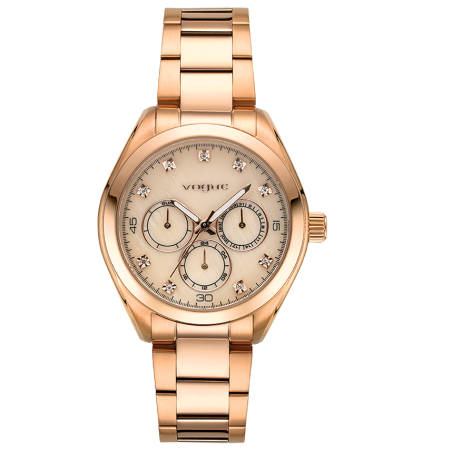 VOGUE Wimbledon γυναικείο ρολόι, απαλό ροζ ιριδίζον φιλντισένιο καντράν & 10 λευκά ζιργκόν 2020611051