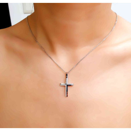 Λευκόχρυσος γυναικείος σταυρός 14 Καρατίων