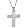 Λευκόχρυσος γυναικείος σταυρός με αλυσίδα 14 Καρατίων