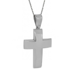 Λευκόχρυσος Ανδρικός σταυρός με αλυσίδα 14 Καρατίων