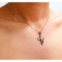 Λευκόχρυσος ανδρικός σταυρός 14 Καρατίων