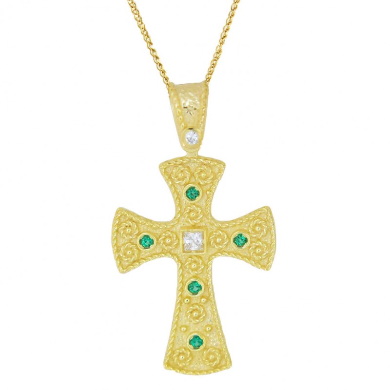 Χρυσός γυναικείος σταυρός με αλυσίδα 14 Καρατίων