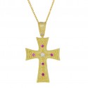 Χρυσός γυναικείος σταυρός με αλυσίδα 14 Καρατίων
