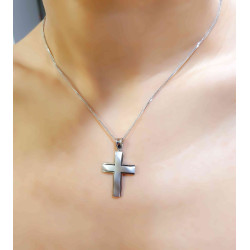 Λευκόχρυσος αντρικός σταυρός 14 Καρατίων