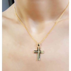 Χρυσός αντρικός σταυρός 14 Καρατίων με αλυσίδα
