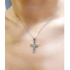 Λευκόχρυσος γυναικείος σταυρός με αλυσίδα 14 Καρατίων