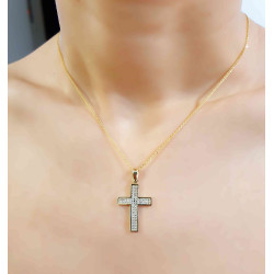 Χρυσός γυναικείος σταυρός με αλυσίδα 14 Καρατίων