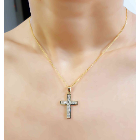Χρυσός γυναικείος σταυρός με αλυσίδα 14 Καρατίων