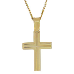Χρυσός Ανδρικός σταυρός με αλυσίδα 14 Καρατίων