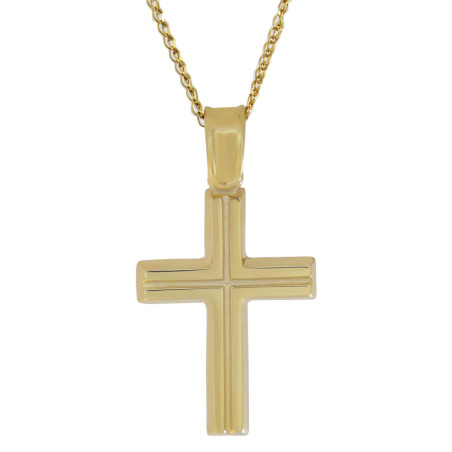 Χρυσός Ανδρικός σταυρός με αλυσίδα 14 Καρατίων