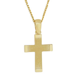 Χρυσός Ανδρικός σταυρός με αλυσίδα 14 Καρατίων