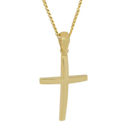 Χρυσός αντρικός σταυρός 14 Καρατίων με αλυσίδα