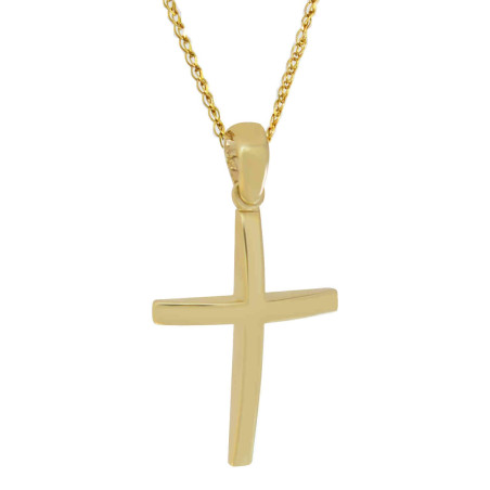 Χρυσός αντρικός σταυρός 14 Καρατίων με αλυσίδα