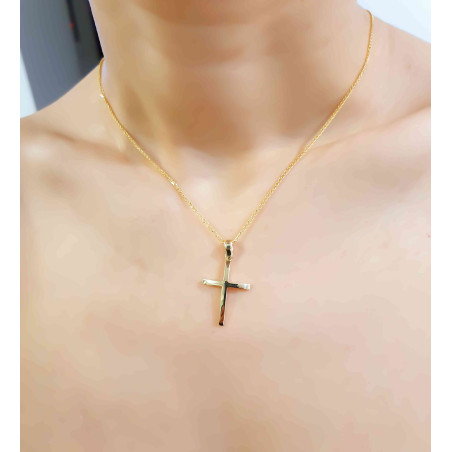 Χρυσός αντρικός σταυρός 14 Καρατίων με αλυσίδα