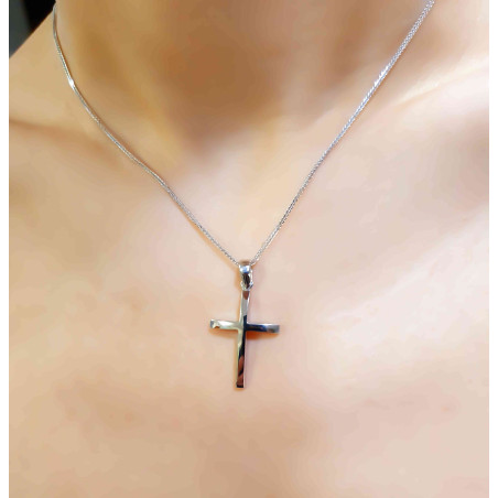 Λευκόχρυσος αντρικός σταυρός 14 Καρατίων