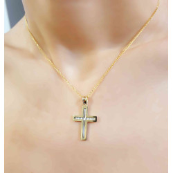 Χρυσός αντρικός σταυρός 14 Καρατίων με αλυσίδα