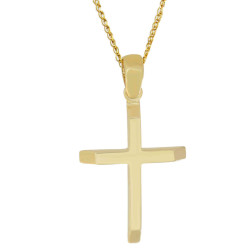 Χρυσός ανδρικός σταυρός με αλυσίδα 14 Καρατίων