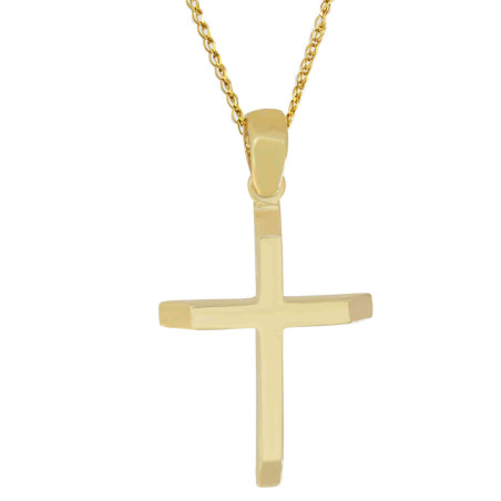 Χρυσός ανδρικός σταυρός με αλυσίδα 14 Καρατίων