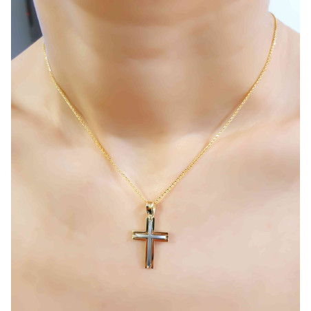 Χρυσός ανδρικός σταυρός με αλυσίδα 14 Καρατίων