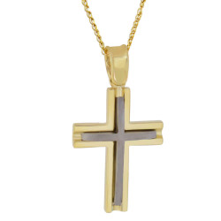 Χρυσός ανδρικός σταυρός με αλυσίδα 14 Καρατίων