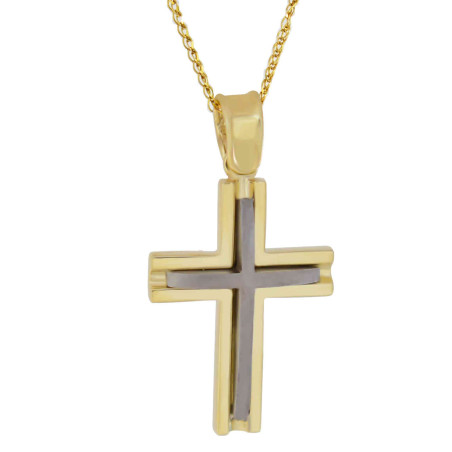 Χρυσός ανδρικός σταυρός με αλυσίδα 14 Καρατίων