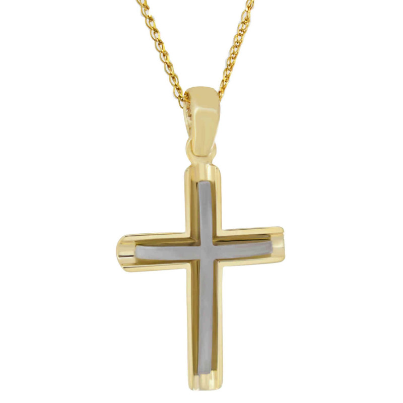 Χρυσός Ανδρικός σταυρός με αλυσίδα 14 Καρατίων