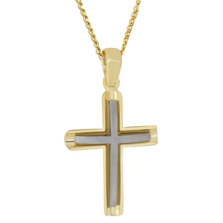 Χρυσός Ανδρικός σταυρός με αλυσίδα 14 Καρατίων